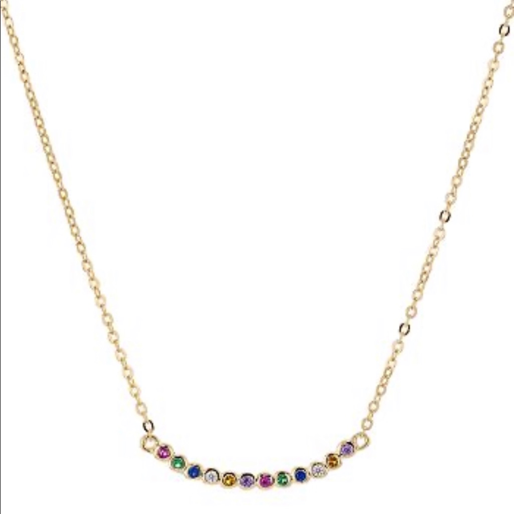 Aqua Gold PlateRainbow Pav Pendant Necklace Nwt 19$
